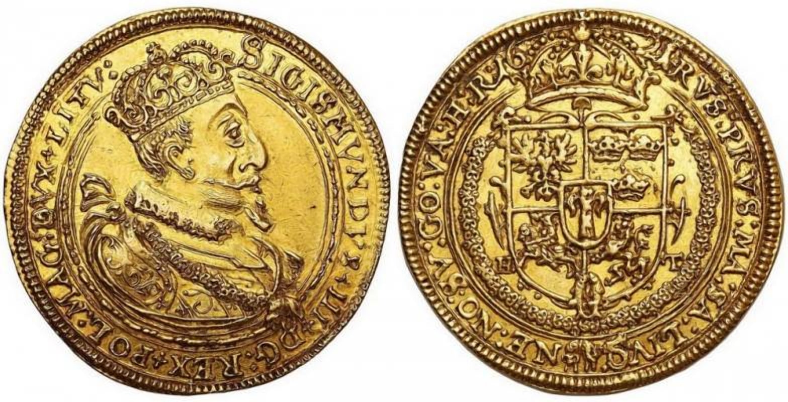 Золотая монета чеканенная для ВКЛ, основа кладов 17 века